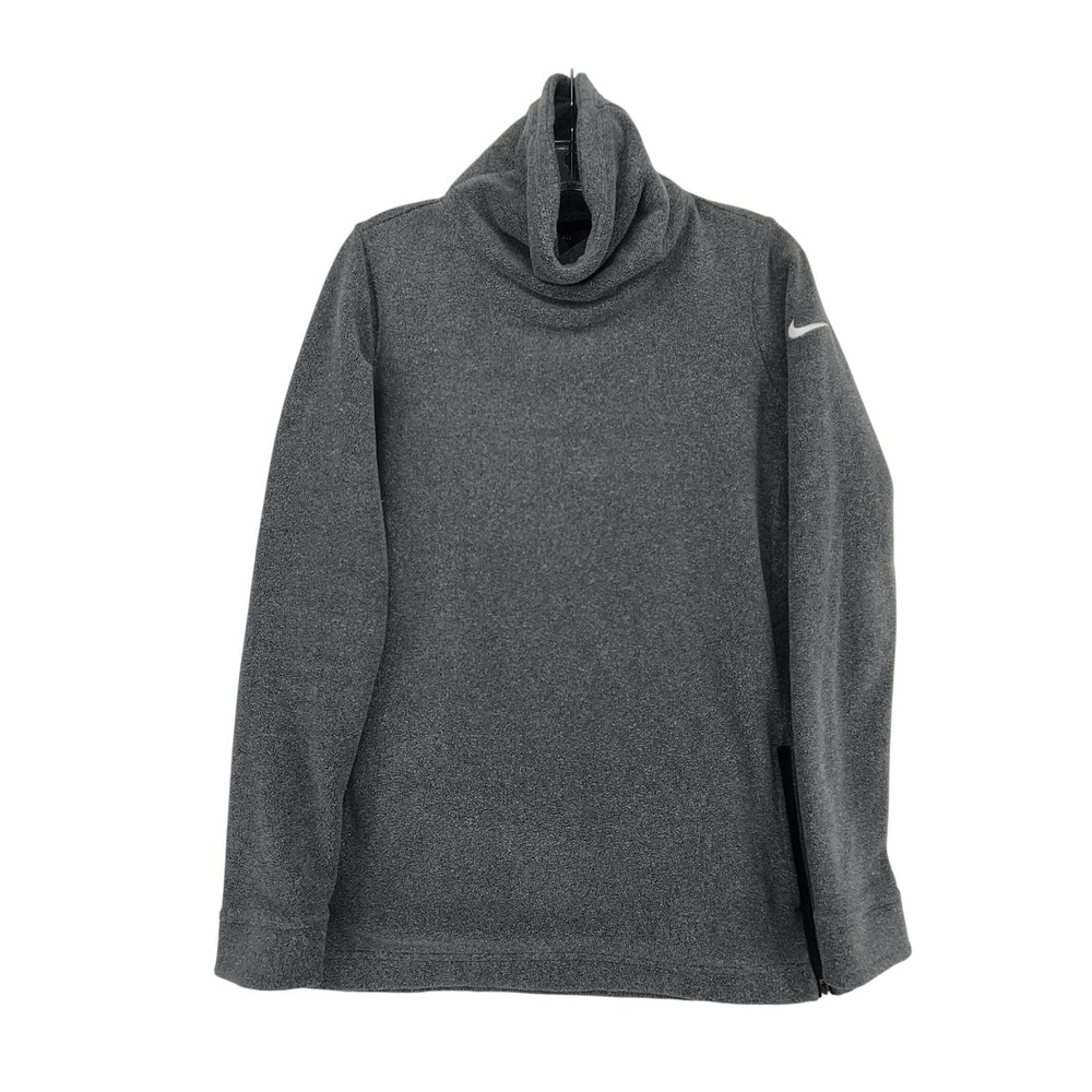 Nike Small Grey Cowl Neck Fleece Pullover Dri-FIT Activewear Sweatshirt Running